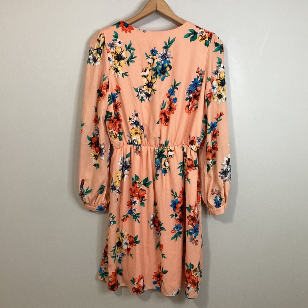 Brigitte Bailey Size Large Dress Peach Fuzz Floral Long Sleeve Dress - Picture 7 of 10